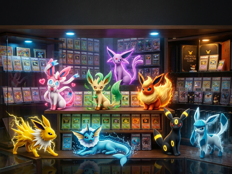 Ultimate Eeveelution collector guide with rare Pokémon cards and luxury Eevee evolution display