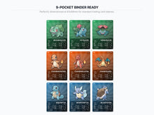 Pokémon Gen 1 Starters Evolution Placeholder Cards | Bulbasaur Charmander Squirtle Lines | 9 Cards Binder Filler | Instant Download