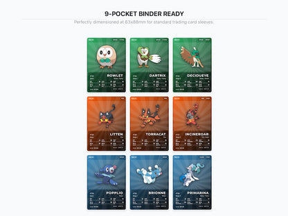 Pokémon Alola Placeholder Cards 722-809 | 88 Cards Gen 7 Binder Filler | Printable Pokédex PDF | A4 & Letter | Instant Download