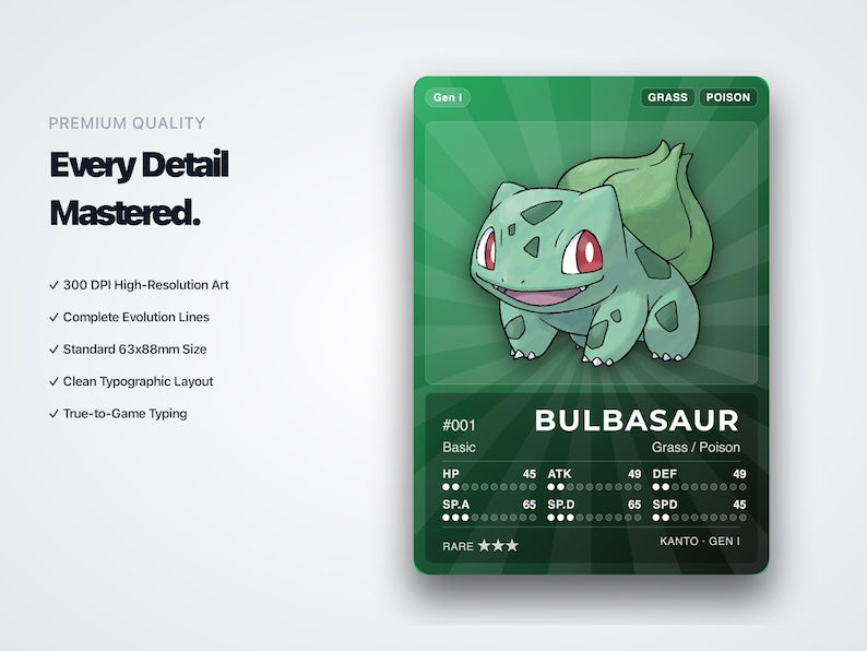Pokémon Starter Placeholder Cards All Generations | 27 Starters Gen 1-9 Binder Filler | Printable PDF | A4 & Letter | Instant Download