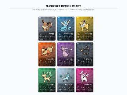Pokémon Eevee Eeveelutions Placeholder Cards | All 9 Evolutions Binder Filler | Printable PDF | A4 & Letter | Instant Download