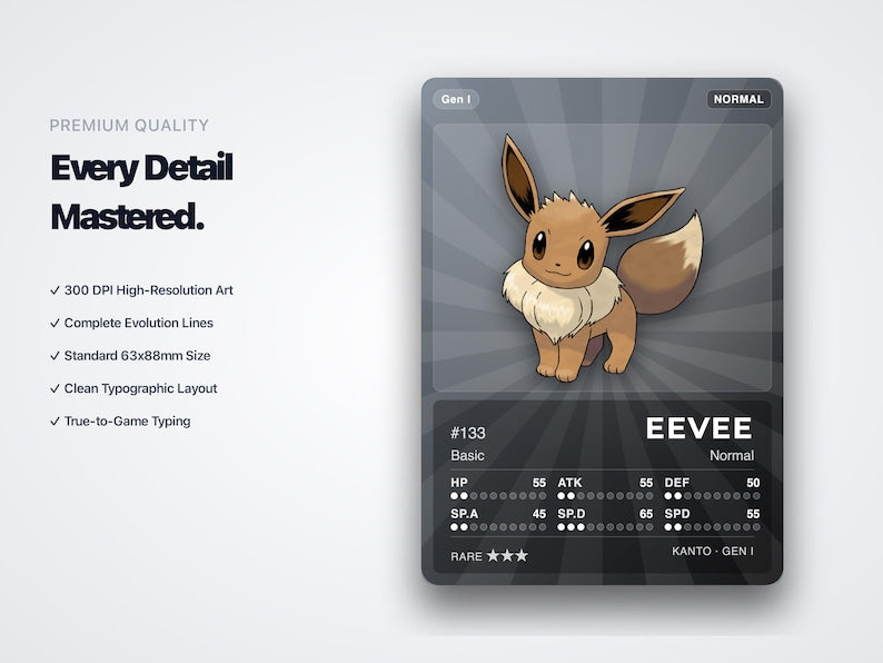 Pokémon Eevee Eeveelutions Placeholder Cards | All 9 Evolutions Binder Filler | Printable PDF | A4 & Letter | Instant Download