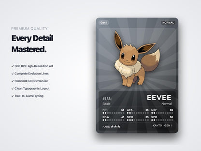 Pokémon Eevee Eeveelutions Placeholder Cards | All 9 Evolutions Binder Filler | Printable PDF | A4 & Letter | Instant Download