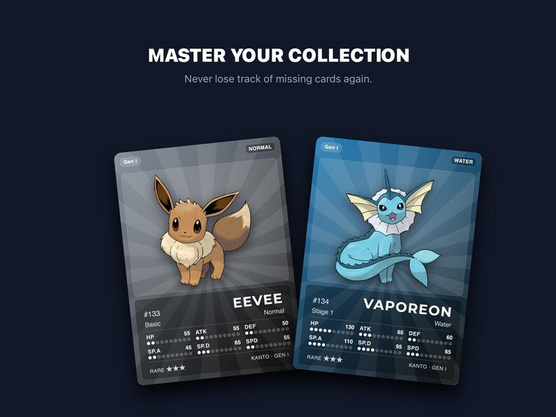 Pokémon Eevee Eeveelutions Placeholder Cards | All 9 Evolutions Binder Filler | Printable PDF | A4 & Letter | Instant Download