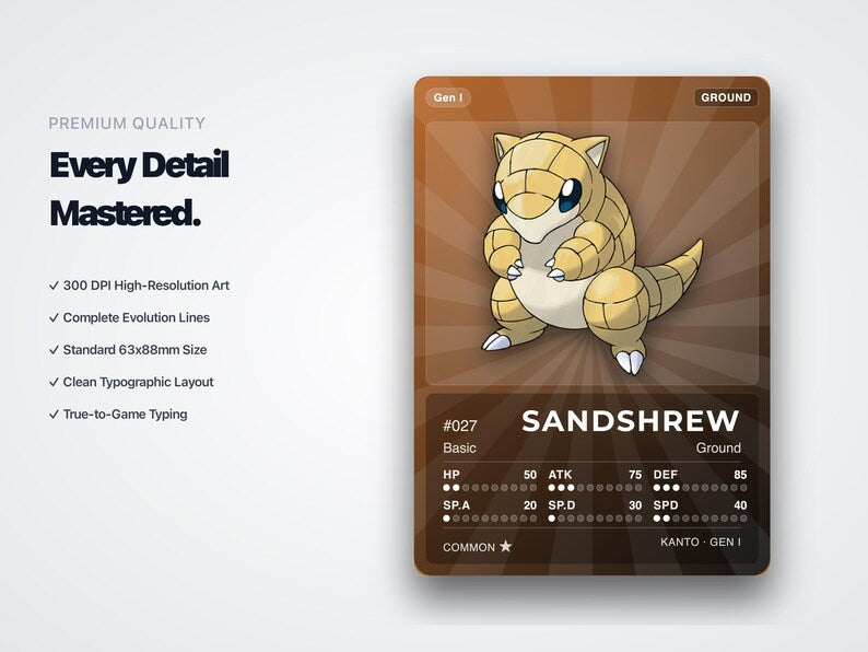Ground Type Pokémon Placeholder Cards | All Generations Binder Filler | Garchomp Donphan Nidoqueen | Printable PDF | Instant Download