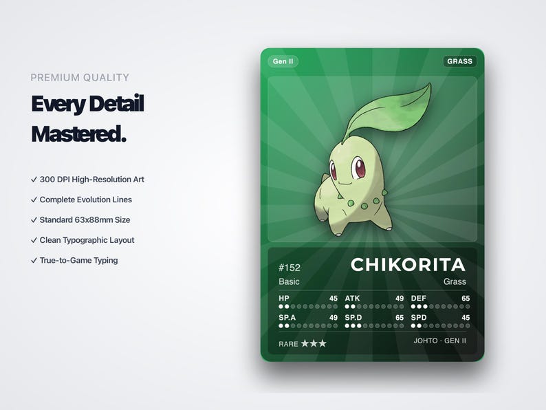 Pokémon Johto Placeholder Cards 152-251 | 100 Cards Gen 2 Binder Filler | Printable Pokédex PDF | A4 & Letter | Instant Download