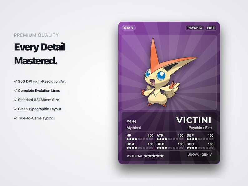 Pokémon Unova Placeholder Cards 494-649 | 156 Cards Gen 5 Binder Filler | Printable Pokédex PDF | A4 & Letter | Instant Download