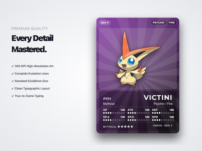 Pokémon Unova Placeholder Cards 494-649 | 156 Cards Gen 5 Binder Filler | Printable Pokédex PDF | A4 & Letter | Instant Download