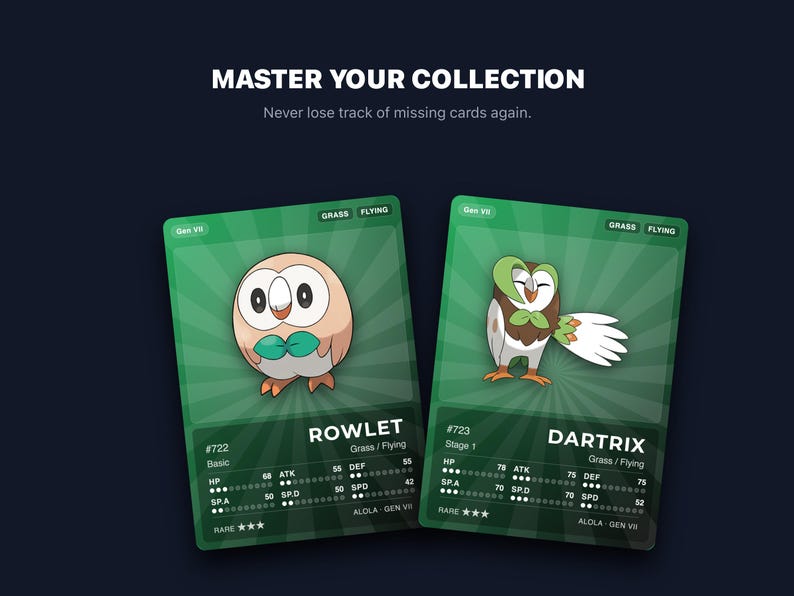 Pokémon Alola Placeholder Cards 722-809 | 88 Cards Gen 7 Binder Filler | Printable Pokédex PDF | A4 & Letter | Instant Download