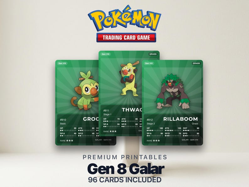 Pokémon Galar Placeholder Cards 810-905 | 96 Cards Gen 8 Binder Filler | Printable Pokédex PDF | A4 & Letter | Instant Download