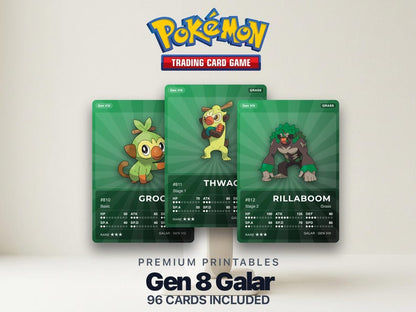 Pokémon Galar Placeholder Cards 810-905 | 96 Cards Gen 8 Binder Filler | Printable Pokédex PDF | A4 & Letter | Instant Download