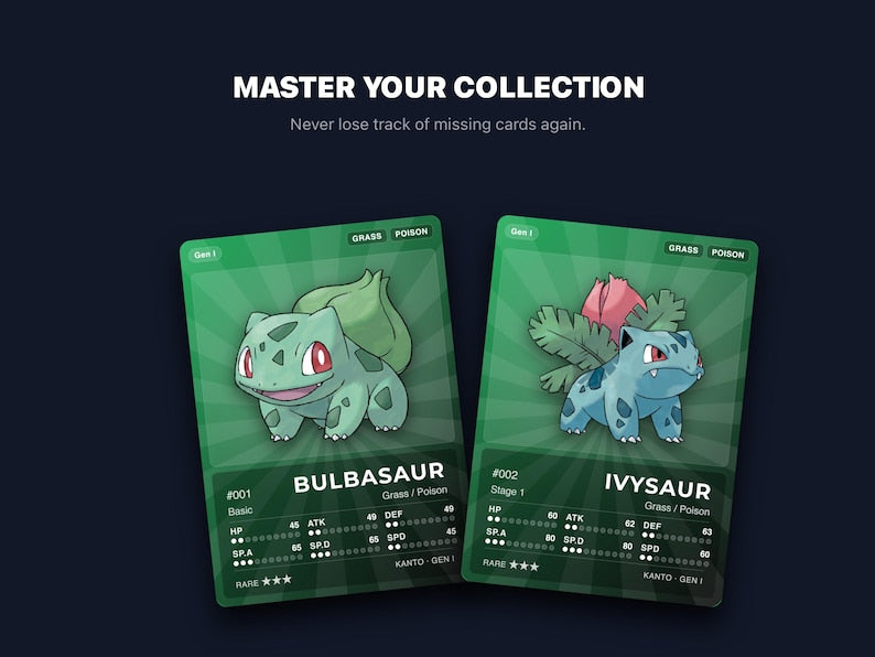 Pokémon Gen 1 Starters Evolution Placeholder Cards | Bulbasaur Charmander Squirtle Lines | 9 Cards Binder Filler | Instant Download