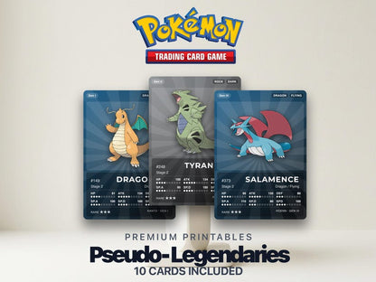 Pokémon Pseudo-Legendary Placeholder Cards | Dragonite Garchomp Metagross | 10 Cards Binder Filler | Printable PDF | Instant Download