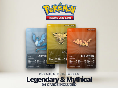 Pokémon Legendary Mythical Placeholder Cards | 59 Rare Pokémon Binder Filler | Mewtwo Lugia Rayquaza | Printable PDF | Instant Download