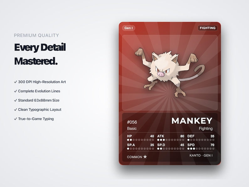 Fighting Type Pokémon Placeholder Cards | All Generations Binder Filler | Lucario Machamp Conkeldurr | Printable PDF | Instant Download