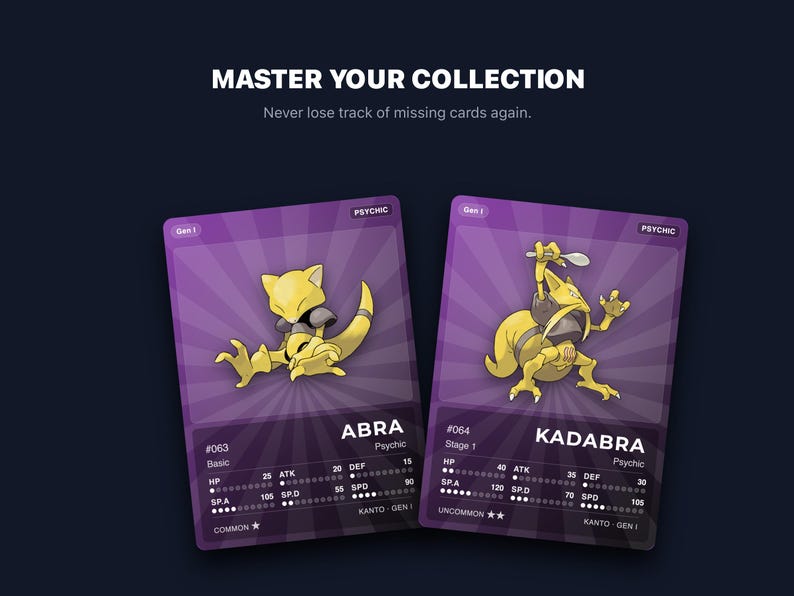 Psychic Type Pokémon Placeholder Cards | All Generations Binder Filler | Mewtwo Alakazam Espeon | Printable PDF | Instant Download