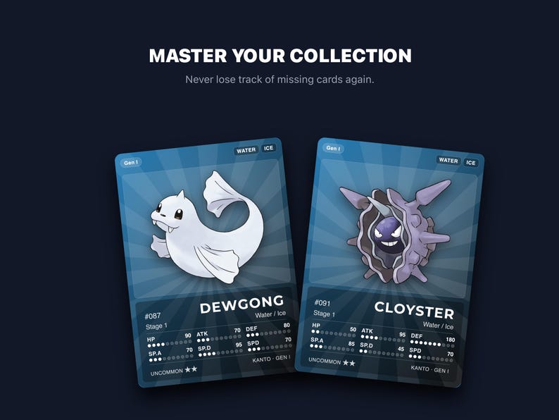 Ice Type Pokémon Placeholder Cards | All Generations Binder Filler | Lapras Glaceon Articuno | Printable PDF | Instant Download