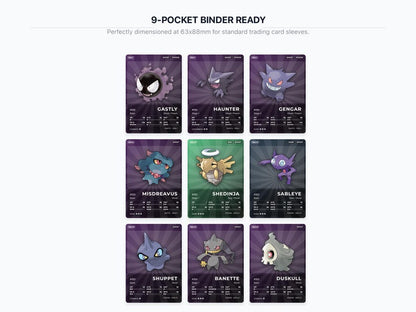 Ghost Type Pokémon Placeholder Cards | All Generations Binder Filler | Gengar Haunter Mimikyu | Printable PDF | Instant Download