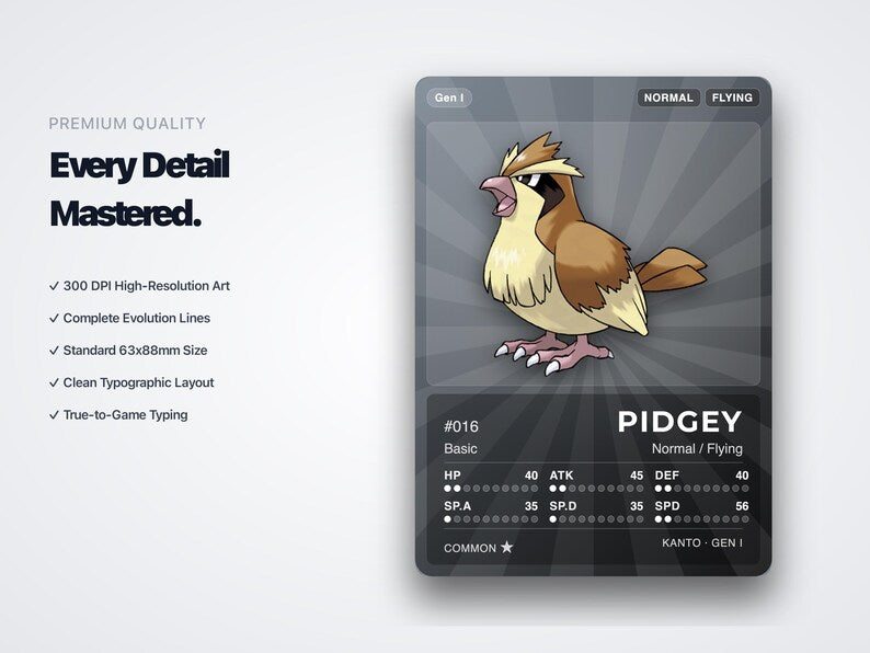 Normal Type Pokémon Placeholder Cards | All Generations Binder Filler | Eevee Snorlax Chansey | Printable PDF | Instant Download