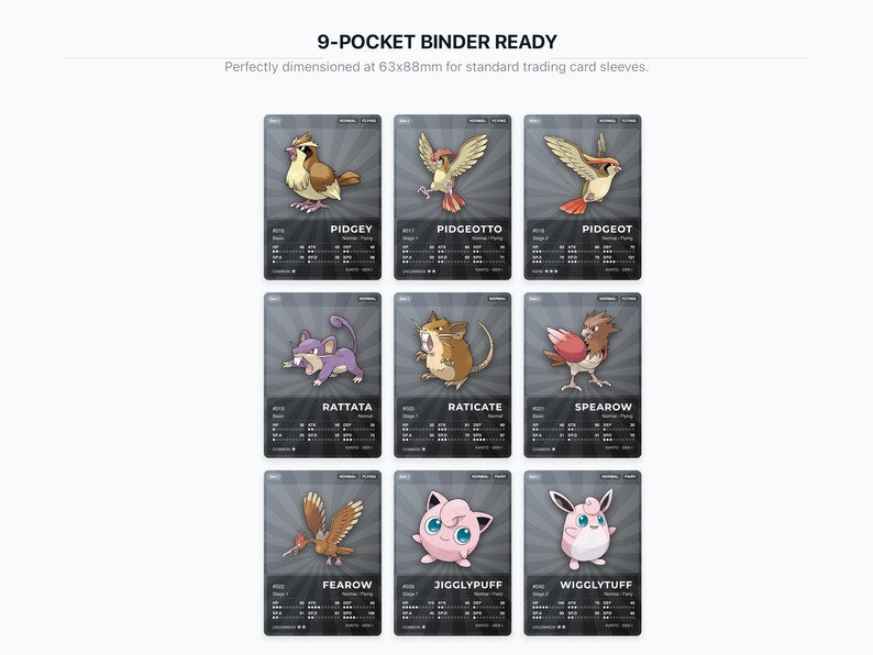 Normal Type Pokémon Placeholder Cards | All Generations Binder Filler | Eevee Snorlax Chansey | Printable PDF | Instant Download