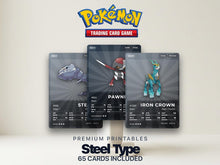 Steel Type Pokémon Placeholder Cards | All Generations Binder Filler | Metagross Lucario Scizor | Printable PDF | Instant Download