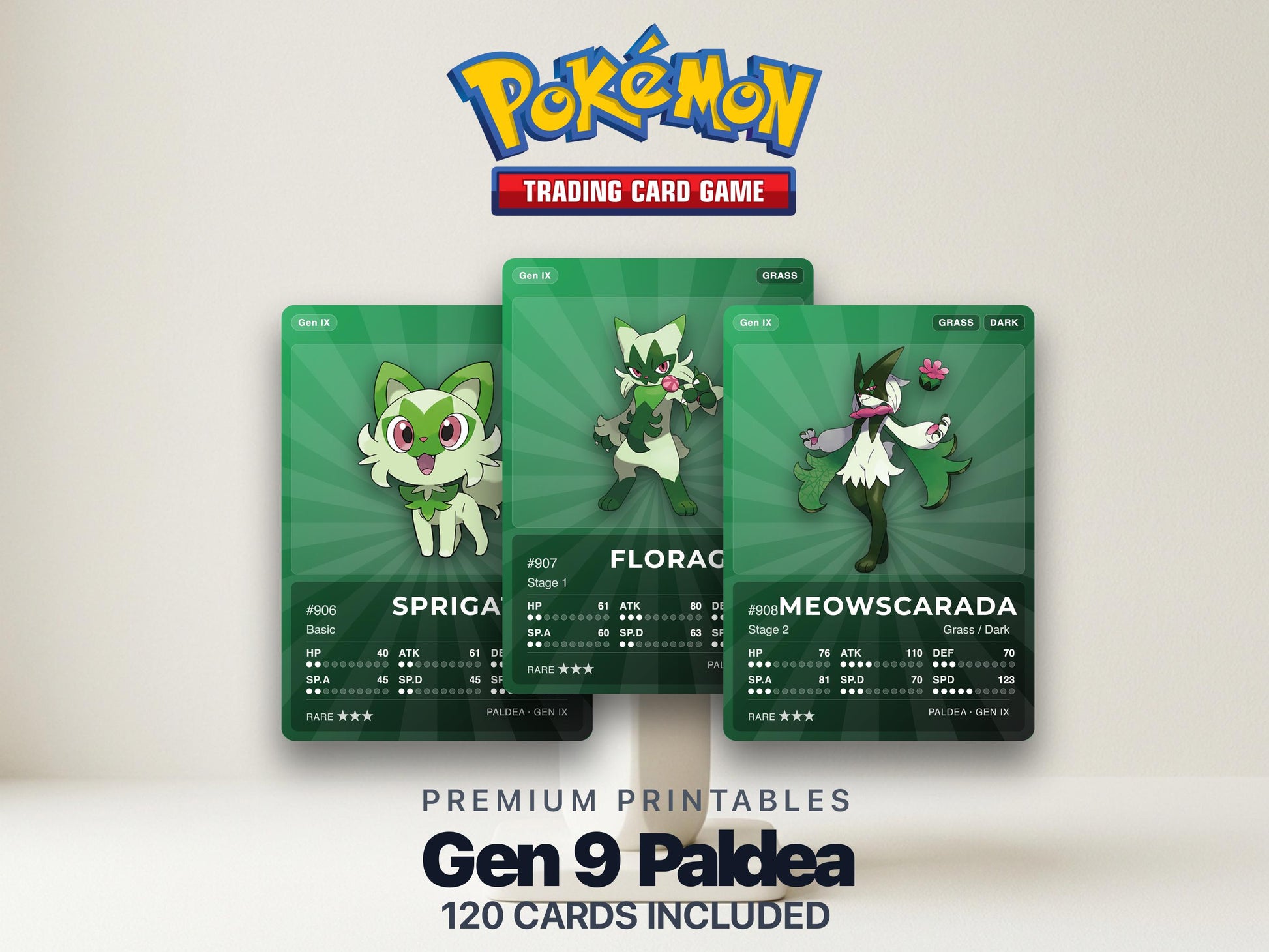 Pokémon Paldea Placeholder Cards 906-1025 | 120 Cards Gen 9 Binder Filler | Printable Pokédex PDF | A4 & Letter | Instant Download