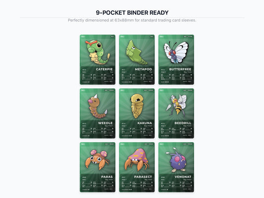 Bug Type Pokémon Placeholder Cards | All Generations Binder Filler | Scizor Heracross Volcarona | Printable PDF | Instant Download